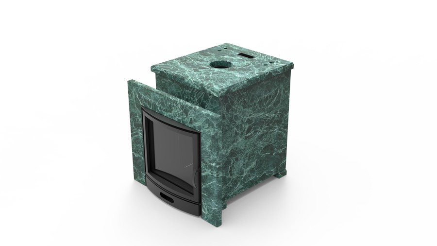 Печь в облицовке из натурального камня Genesis GN 500 облицовка закрытая плоская пироксенит-элит фото в Уфе