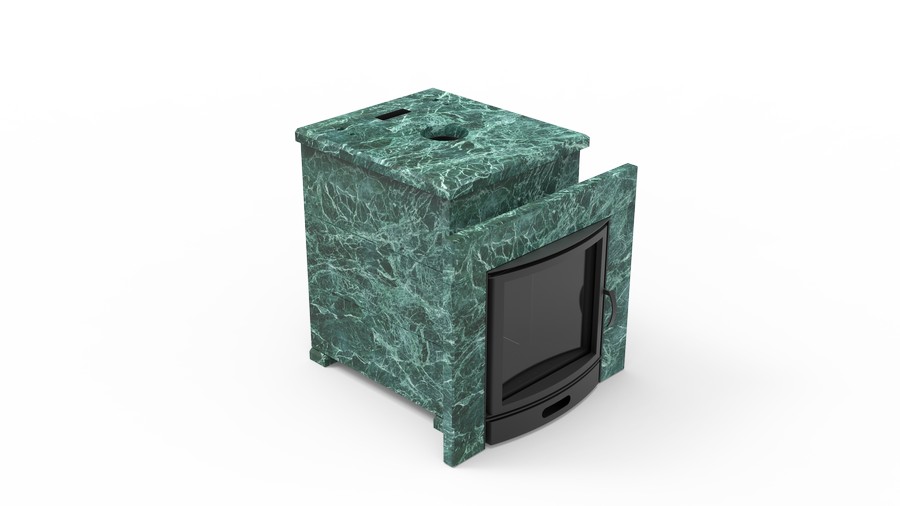 Печь в облицовке из натурального камня Genesis GN 500 облицовка закрытая плоская пироксенит-элит фото в Уфе
