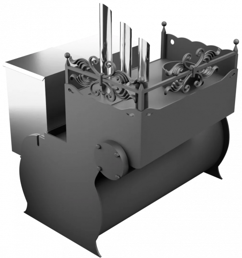 Печь Горыныч 3, каменка закрытая с парогенератором с левой стороны, малая дверь со стеклом фото в Уфе