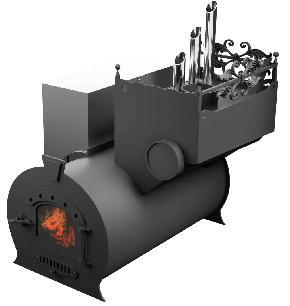 Печь Горыныч 3, каменка закрытая с парогенератором с правой стороны, малая дверь со стеклом фото в Уфе Печь Горыныч 3, каменка закрытая с парогенератором с правой стороны, малая дверь со стеклом фото в Уфе