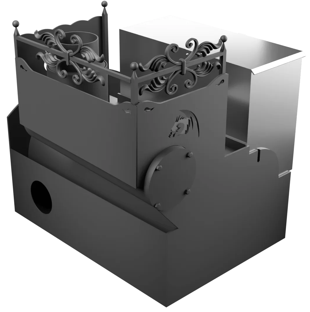 Печь Горыныч 3, каменка с правой стороны, большая дверь со стеклом, система воздушного отопления фото в Уфе Печь Горыныч 3, каменка с правой стороны, большая дверь со стеклом, система воздушного отопления фото в Уфе