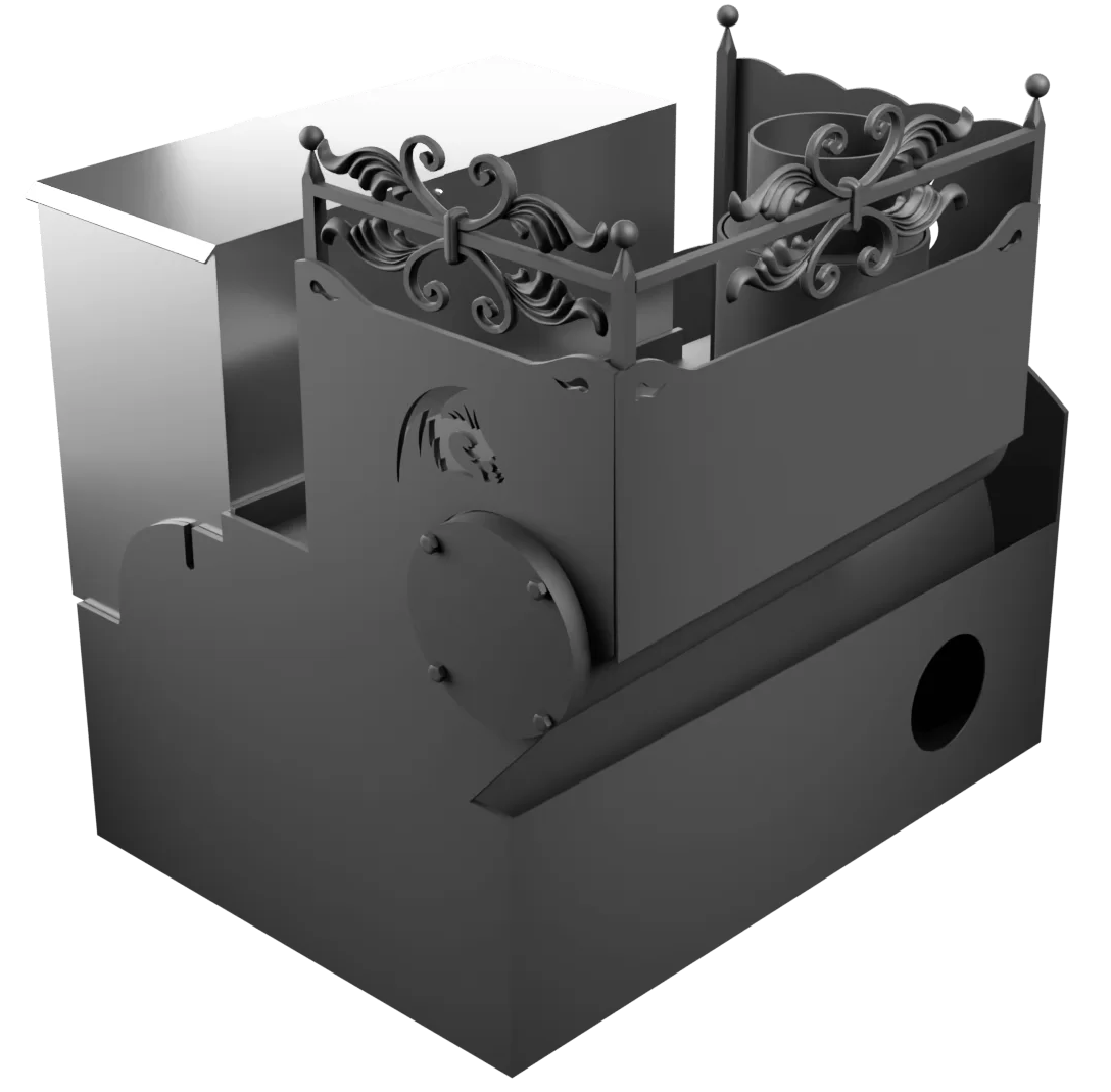 Печь Горыныч 3, каменка с левой стороны, большая дверь со стеклом, система воздушного отопления фото в Уфе Печь Горыныч 3, каменка с левой стороны, большая дверь со стеклом, система воздушного отопления фото в Уфе