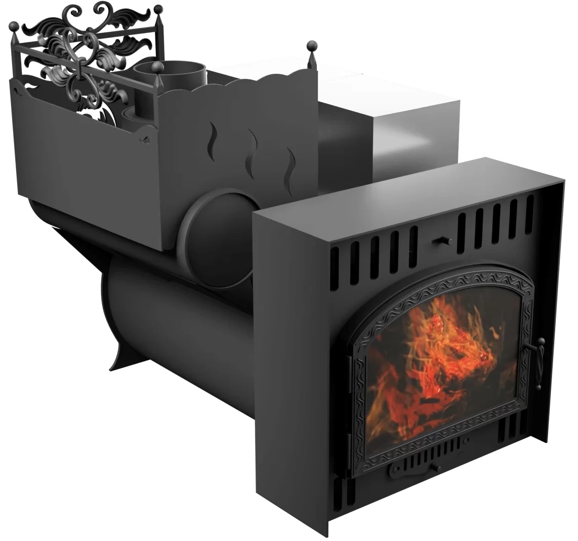 Печь Горыныч 3, каменка с левой стороны, большая дверь со стеклом, естественная система воздушного отопления фото в Уфе Печь Горыныч 3, каменка с левой стороны, большая дверь со стеклом, естественная система воздушного отопления фото в Уфе