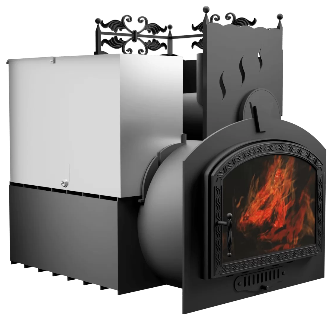 Печь Горыныч 3 с конвекцией, каменка с правой стороны, большая дверь со стеклом фото в Уфе Печь Горыныч 3 с конвекцией, каменка с правой стороны, большая дверь со стеклом фото в Уфе