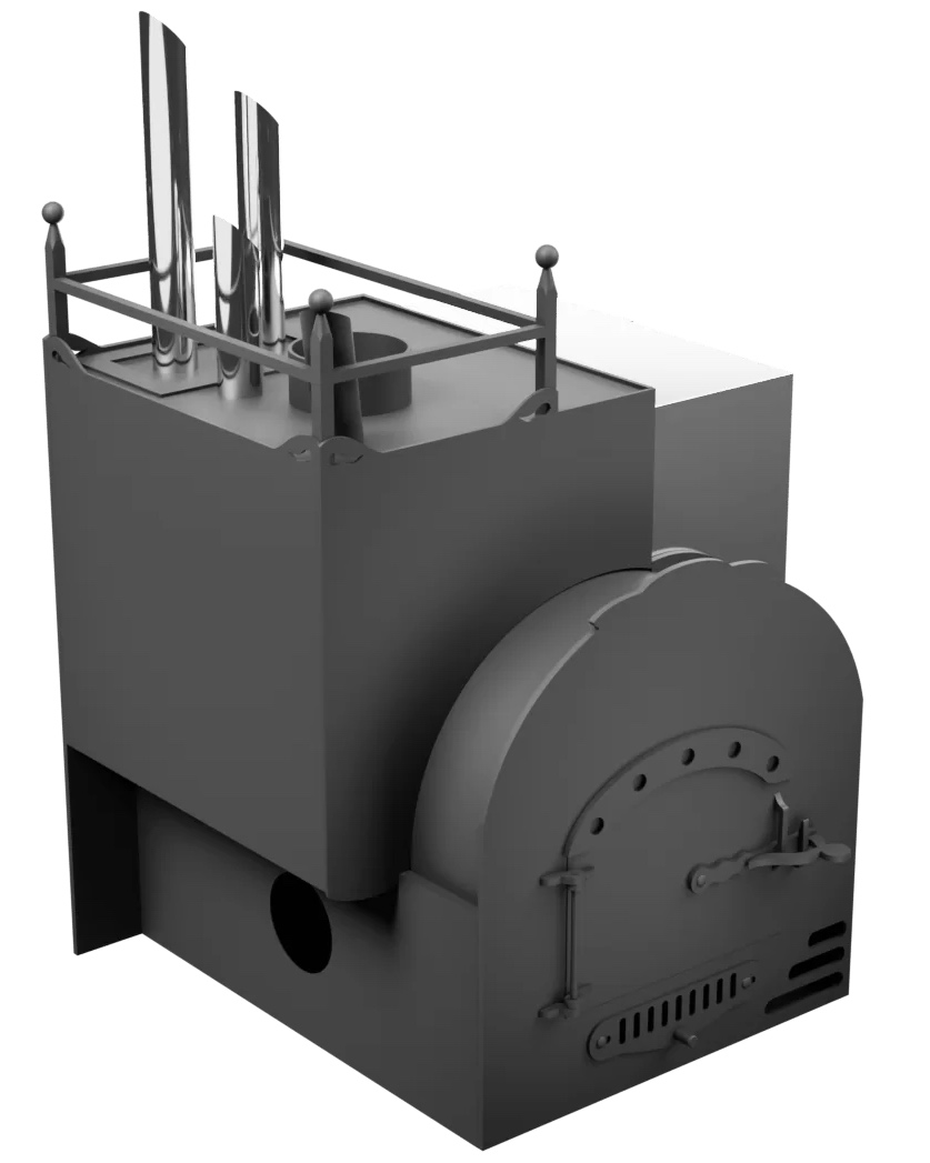 Печь Горыныч Мини, каменка закрытая с парогенератором с левой стороны, система воздушного отопления фото в Уфе Печь Горыныч Мини, каменка закрытая с парогенератором с левой стороны, система воздушного отопления фото в Уфе