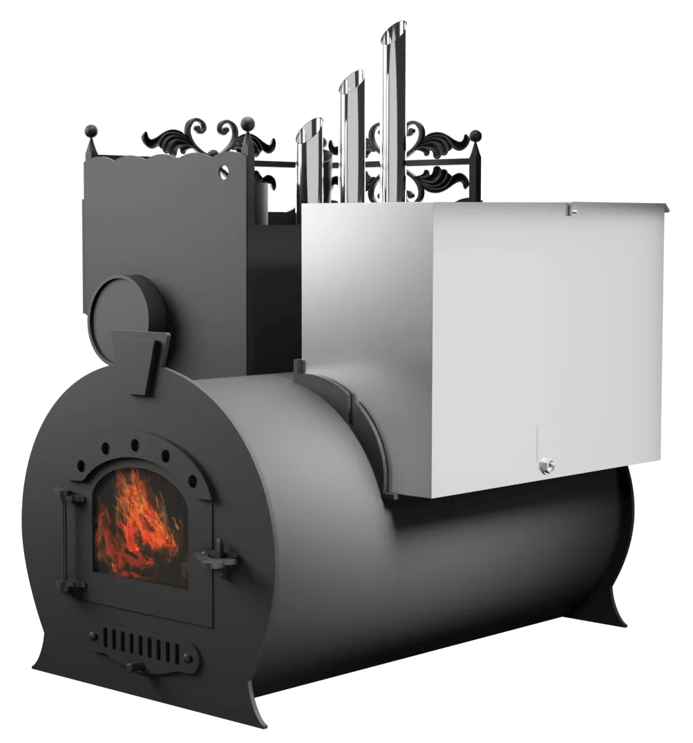 Печь Горыныч 3, каменка закрытая с парогенератором с левой стороны, малая дверь со стеклом фото в Уфе Печь Горыныч 3, каменка закрытая с парогенератором с левой стороны, малая дверь со стеклом фото в Уфе