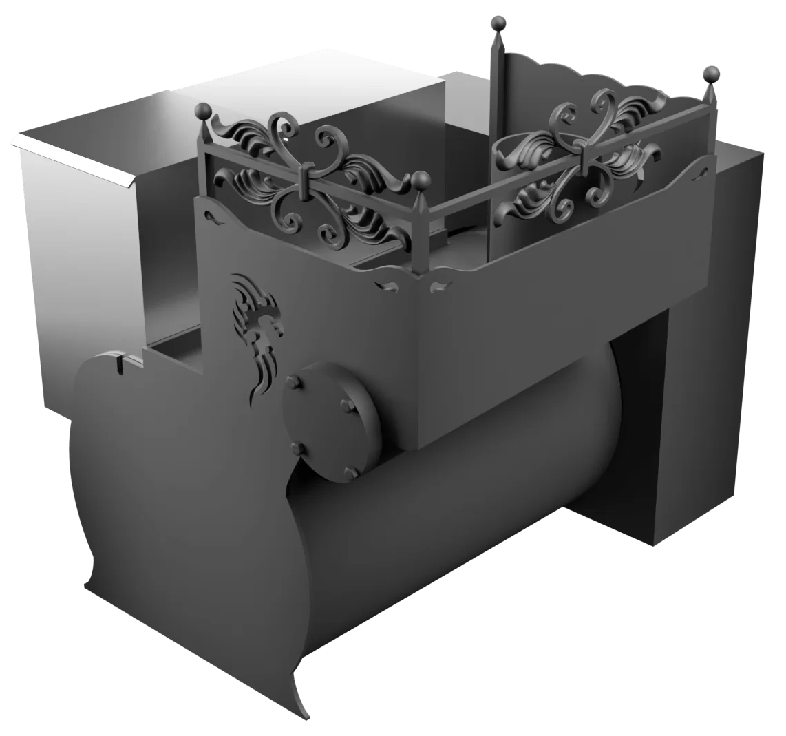 Печь Горыныч 3, каменка с левой стороны, малая дверь со стеклом, естественная система воздушного отопления фото в Уфе Печь Горыныч 3, каменка с левой стороны, малая дверь со стеклом, естественная система воздушного отопления фото в Уфе