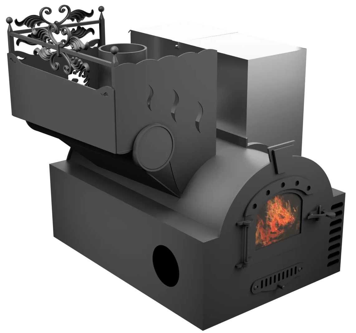 Печь Горыныч 3, каменка с левой стороны, малая дверь со стеклом, система воздушного отопления фото в Уфе Печь Горыныч 3, каменка с левой стороны, малая дверь со стеклом, система воздушного отопления фото в Уфе