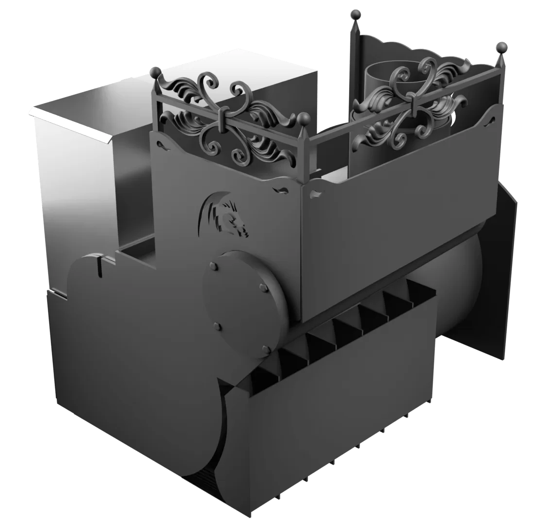 Печь Горыныч 3 с конвекцией, каменка с левой стороны, большая дверь со стеклом фото в Уфе Печь Горыныч 3 с конвекцией, каменка с левой стороны, большая дверь со стеклом фото в Уфе
