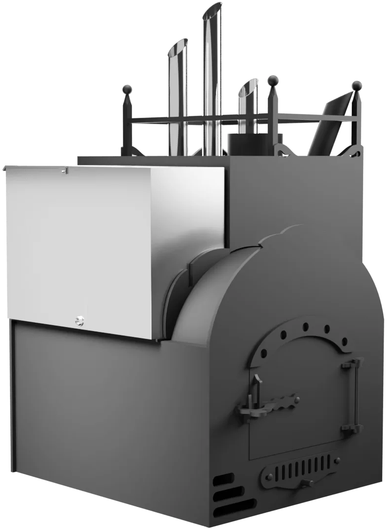 Печь Горыныч Мини, каменка закрытая с парогенератором с правой стороны, система воздушного отопления фото в Уфе Печь Горыныч Мини, каменка закрытая с парогенератором с правой стороны, система воздушного отопления фото в Уфе