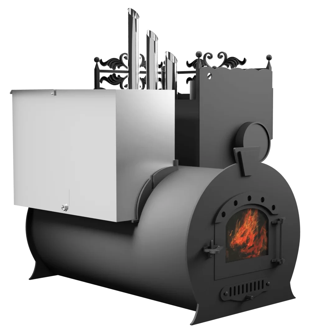Печь Горыныч 3, каменка закрытая с парогенератором с правой стороны, малая дверь со стеклом фото в Уфе Печь Горыныч 3, каменка закрытая с парогенератором с правой стороны, малая дверь со стеклом фото в Уфе