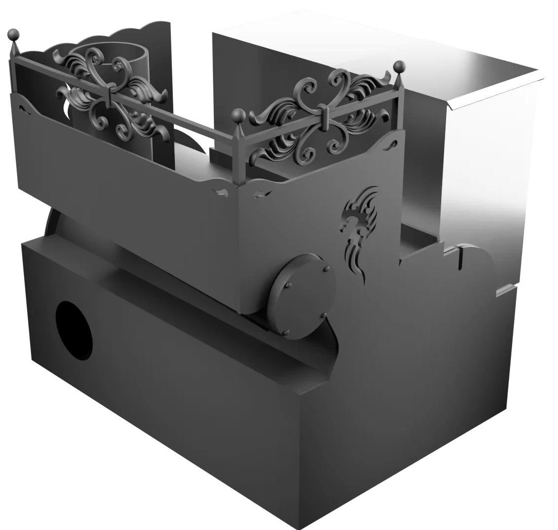 Печь Горыныч 3, каменка с правой стороны, малая дверь со стеклом, система воздушного отопления фото в Уфе Печь Горыныч 3, каменка с правой стороны, малая дверь со стеклом, система воздушного отопления фото в Уфе