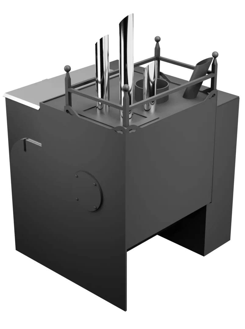 Печь Горыныч Мини, каменка закрытая с парогенератором с левой стороны, естественная система воздушного отопления фото в Уфе Печь Горыныч Мини, каменка закрытая с парогенератором с левой стороны, естественная система воздушного отопления фото в Уфе