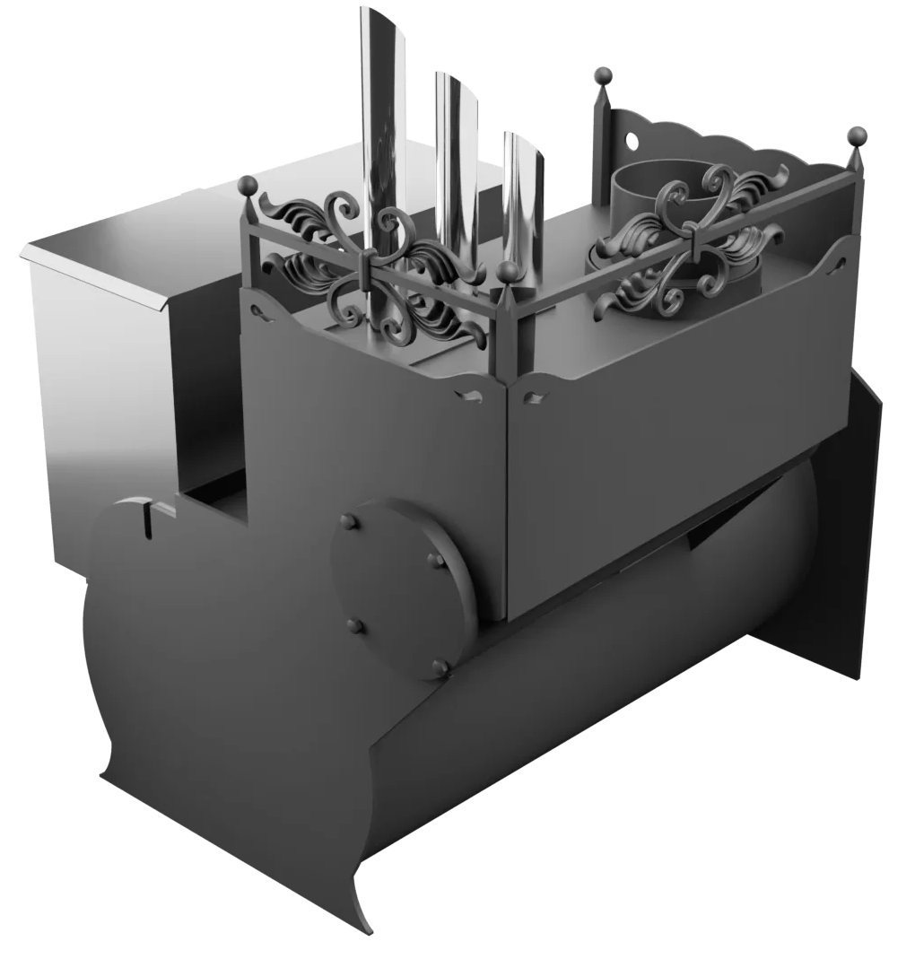 Печь Горыныч 3, каменка закрытая с парогенератором с левой стороны, большая дверь со стеклом фото в Уфе Печь Горыныч 3, каменка закрытая с парогенератором с левой стороны, большая дверь со стеклом фото в Уфе