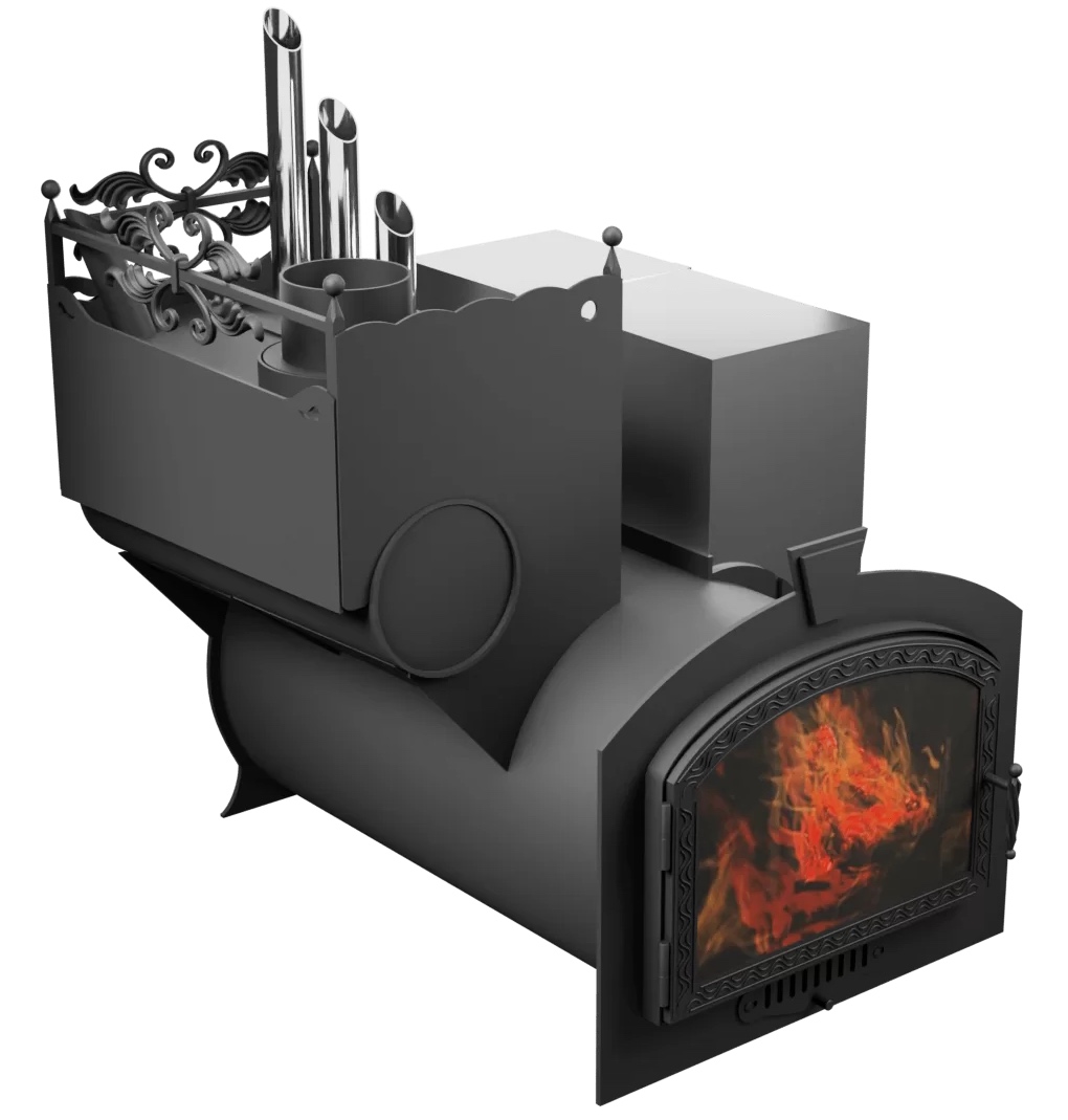 Печь Горыныч 3, каменка закрытая с парогенератором с левой стороны, большая дверь со стеклом фото в Уфе Печь Горыныч 3, каменка закрытая с парогенератором с левой стороны, большая дверь со стеклом фото в Уфе