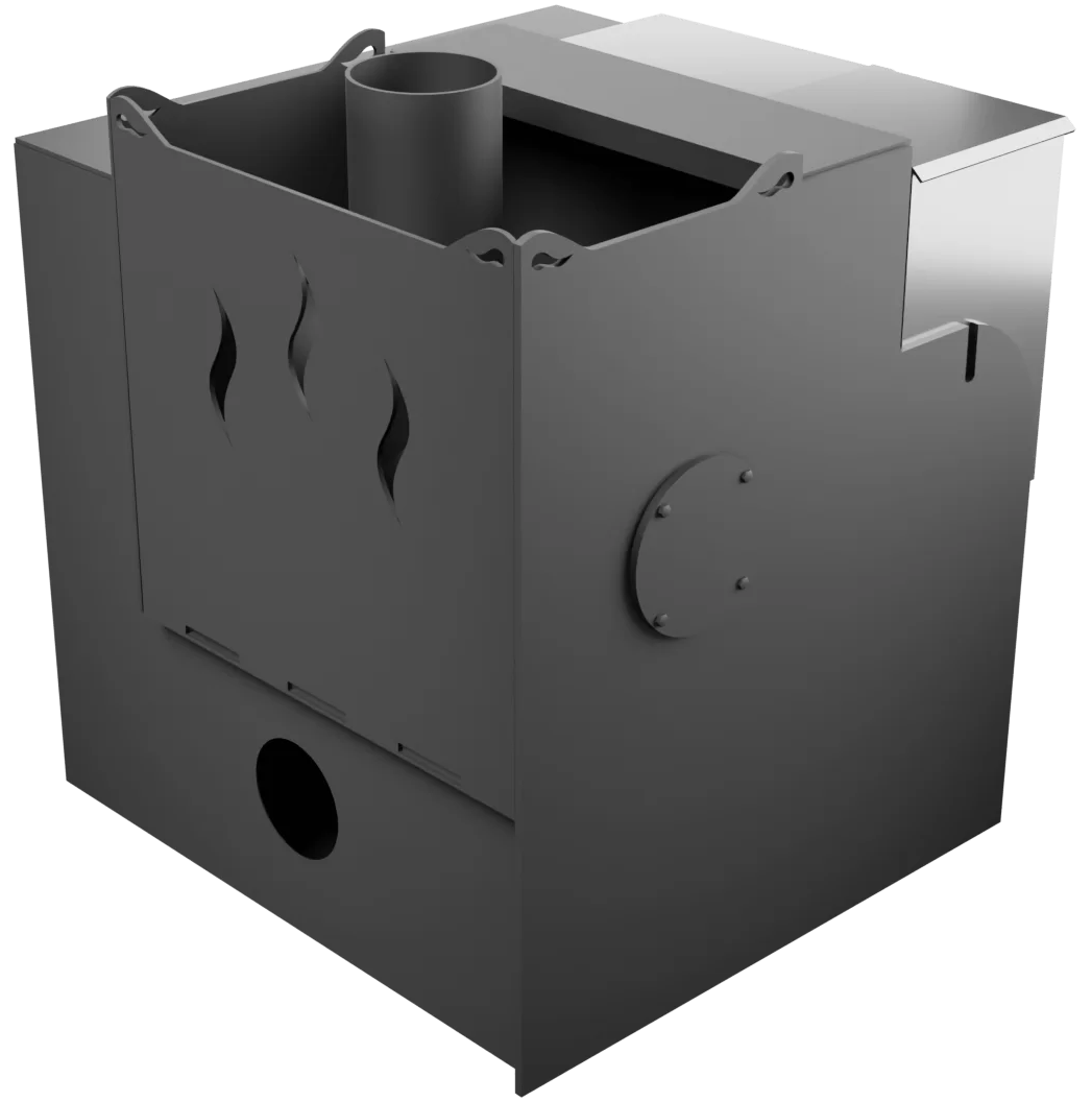 Печь Горыныч Мини, каменка с правой стороны, малое стекло, система воздушного отопления с порталом фото в Уфе Печь Горыныч Мини, каменка с правой стороны, малое стекло, система воздушного отопления с порталом фото в Уфе