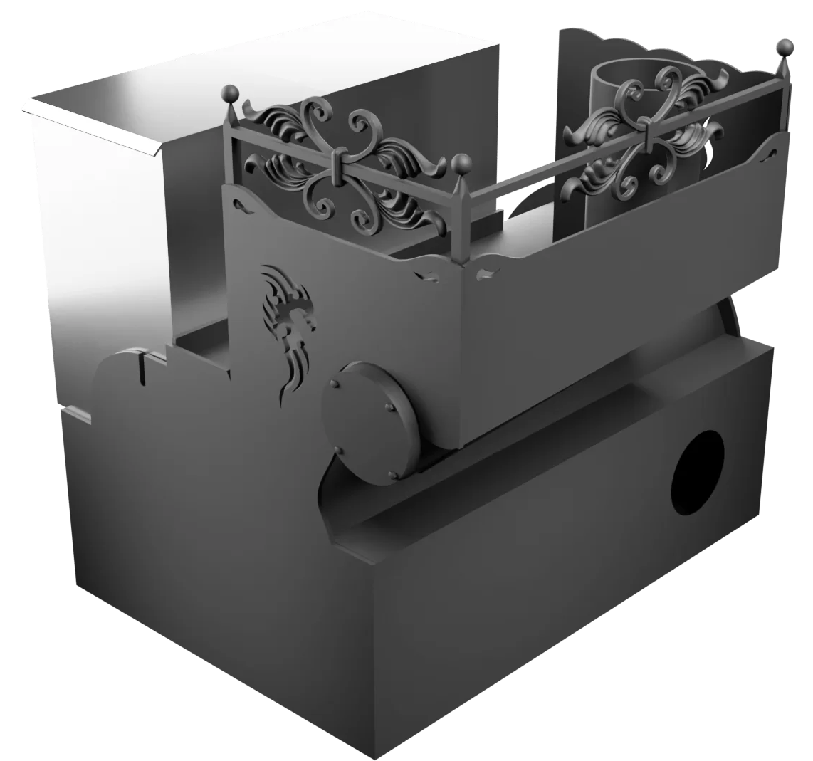 Печь Горыныч 3, каменка с левой стороны, малая дверь со стеклом, система воздушного отопления фото в Уфе Печь Горыныч 3, каменка с левой стороны, малая дверь со стеклом, система воздушного отопления фото в Уфе
