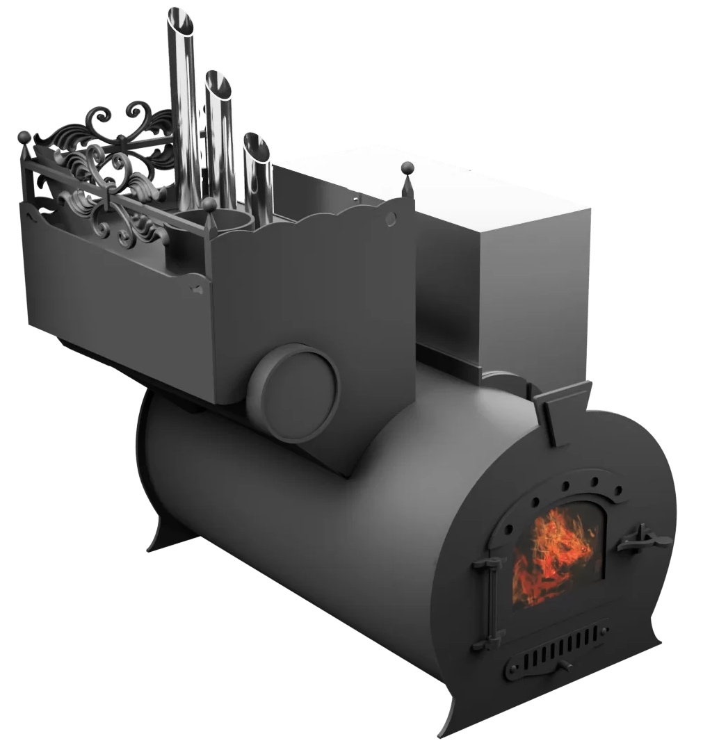 Печь Горыныч 3, каменка закрытая с парогенератором с левой стороны, малая дверь со стеклом фото в Уфе Печь Горыныч 3, каменка закрытая с парогенератором с левой стороны, малая дверь со стеклом фото в Уфе
