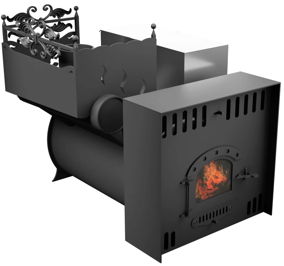 Печь Горыныч 3, каменка с левой стороны, малая дверь со стеклом, естественная система воздушного отопления фото в Уфе Печь Горыныч 3, каменка с левой стороны, малая дверь со стеклом, естественная система воздушного отопления фото в Уфе