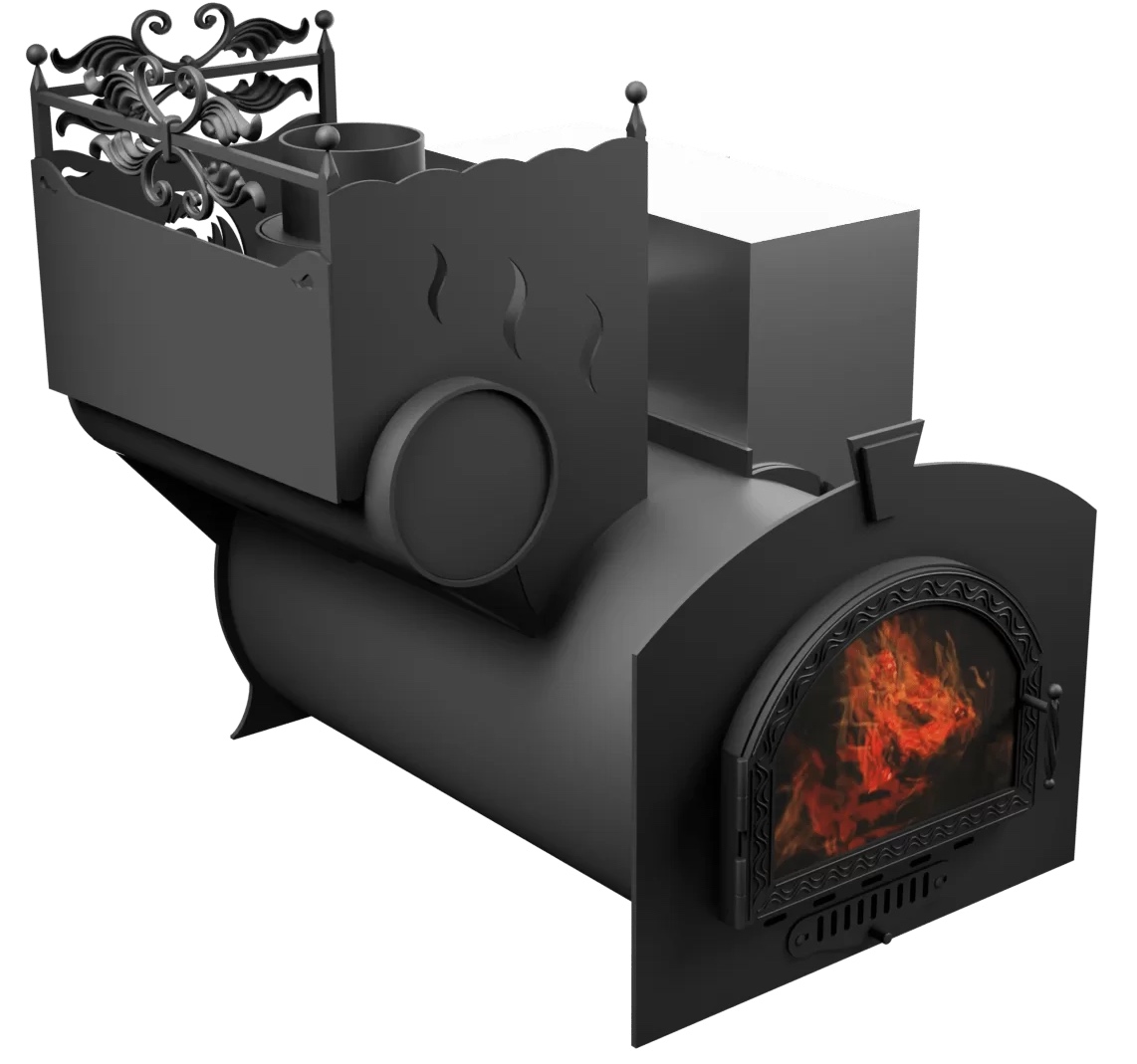 Печь Горыныч 3, каменка с левой стороны, средняя дверь со стеклом фото в Уфе Печь Горыныч 3, каменка с левой стороны, средняя дверь со стеклом фото в Уфе